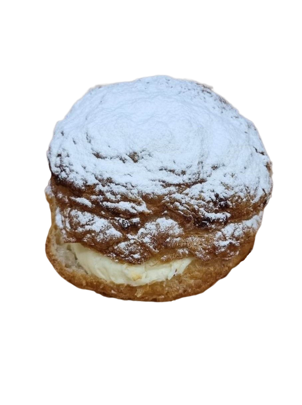 (Fløde) Fastelavnsbolle med vaniljecreme og flormelis