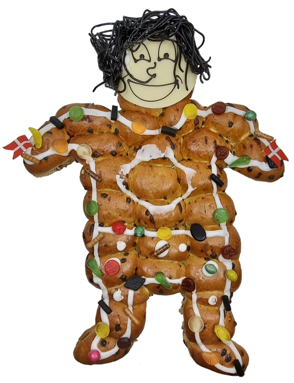 Kagemand i Bamsebolledej (Teboller med chokolade stykker)