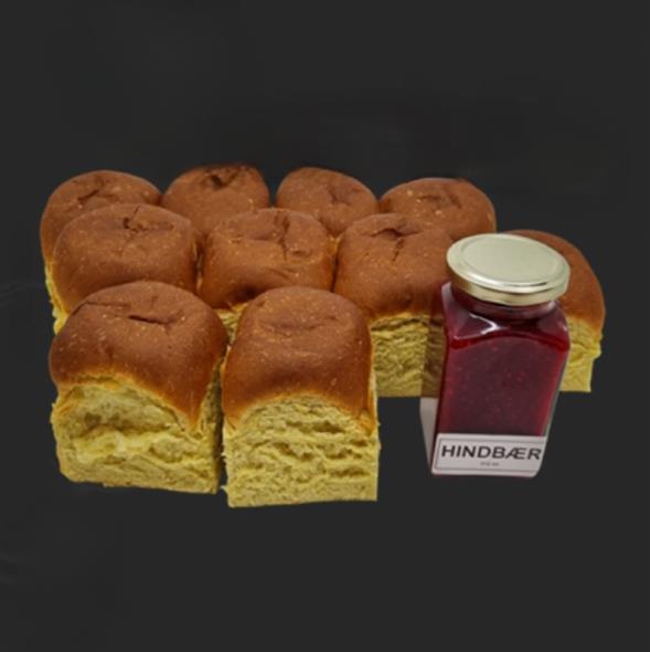 10 stk. Hvede knopper + 1 stk. valgfri marmelade (120 kr.)