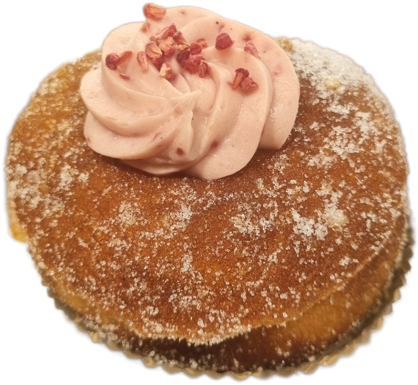 Fastelavnsbolle berliner med hindbærskum