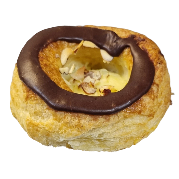 (Wienerdej) Fastelavnsbolle med creme og brun glasur