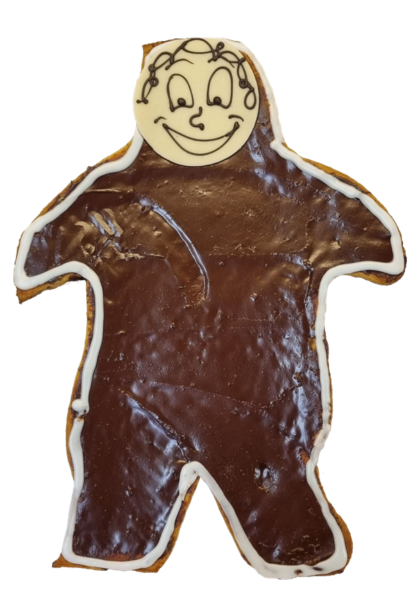 Kagemand i Rosenbrød (chokolade glasur)