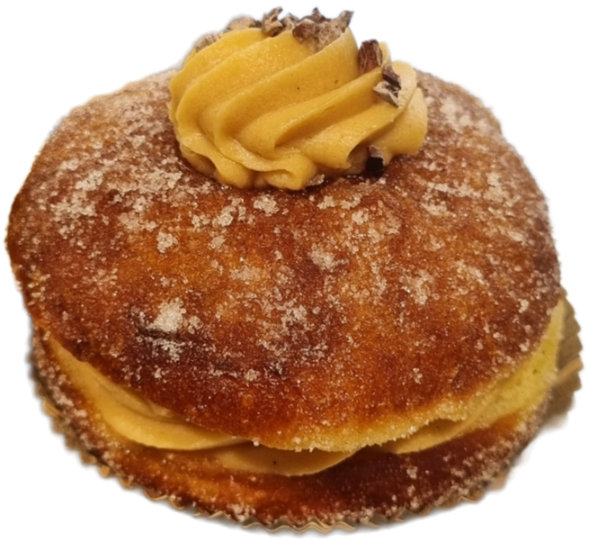 Fastelavnsbolle berliner med Karamelskum