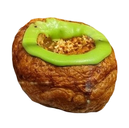 (Wienerdej) Fastelavnsbolle med æble marmelade og grøn glasur